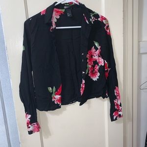 Floral button down crop blouse